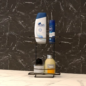 2 Katlı Banyo Duş Rafı Mat Siyah Bk005