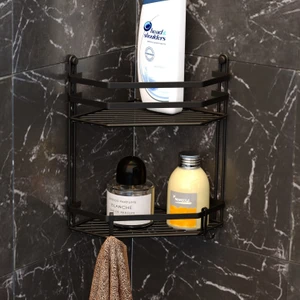 2 Katlı Banyo Rafı Mat Siyah Es075H