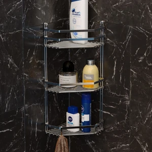 3 Katlı Banyo Köşe Rafı Krom Es076H