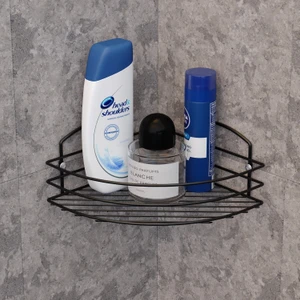 Tek Katlı Banyo Duş Köşe Rafı Siyah Bk031
