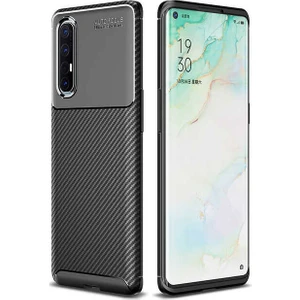 Tekno Grup Oppo Reno 3 Pro 5g Kılıf Karbon Desenli Lux Negro Silikon Siyah + Tam Kaplayan Süper Pet Ekran Koruyucu