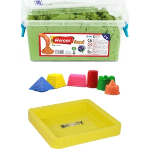 Kinetik Kum Yeşil + Büyük Kum Havuzu ve Kale Kum Kalıpları Seti