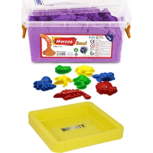 Kinetik Kum Mor + Büyük Kum Havuzu ve Deniz Canlıları Kum Kalıpları Seti