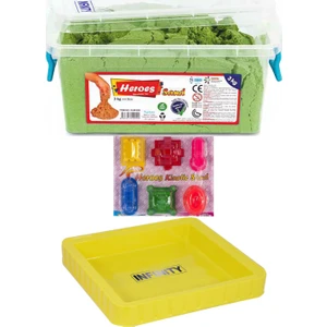 Kinetik Kum Yeşil + Büyük Kum Havuzu ve Tarihi Yapı Kum Kalıpları Seti