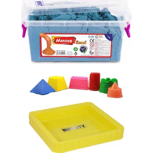 Kinetik Kum Turkuaz + Büyük Kum Havuzu ve Kale Kum Kalıpları Seti