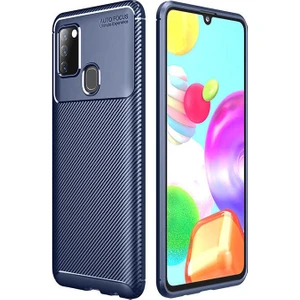 Case 4U A21S Uyumlu Kılıf Rugged Armor Karbon Desenli Lüx Negro Silikon Arka Kapak Lacivert