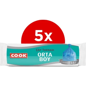 15'li Çöp Torbası Orta Boy 55 x 60 cm 5'li Paket