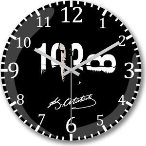 Baskı Dükkanı 1881-193... Atatürk Duvar Saati Bombeli Gerçek Cam