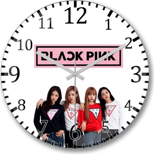 Baskı Dükkanı Blackpink Duvar Saati Bombeli Gerçek Cam