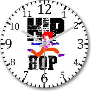 Baskı Dükkanı Hip Hop Müzik Duvar Saati Bombeli Gerçek Cam