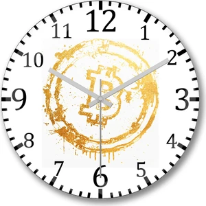 Baskı Dükkanı Bitcoin Colors Duvar Saati Bombeli Gerçek Cam