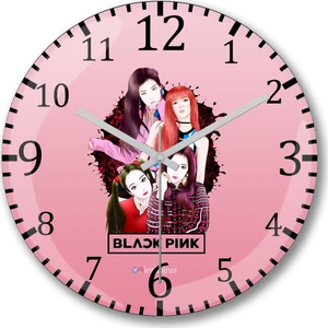 Baskı Dükkanı Black Pink   Blackpink  Duvar Saati  Bombeli Gerçek Cam