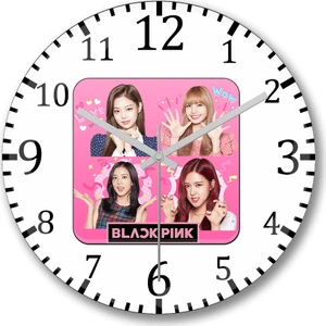 Baskı Dükkanı Blackpink   Duvar Saati Bombeli Gerçek Cam