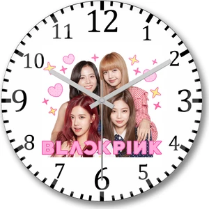 Baskı Dükkanı Blackpink  Duvar  Saati Bombeli Gerçek Cam