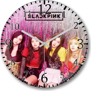 Baskı Dükkanı Blackpink Duvar  Saati Bombeli Gerçek Cam