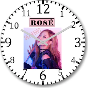 Baskı Dükkanı Blackpink Rose Duvar Saati Bombeli Gerçek Cam