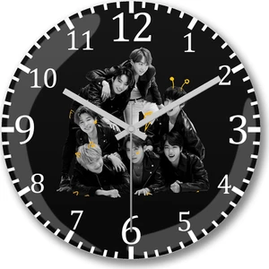 Baskı Dükkanı Bts Grubu Duvar Saati Bombeli   Gerçek Cam