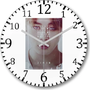 Baskı Dükkanı Bts Wings Jimin Duvar Saati Bombeli Gerçek Cam
