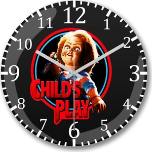 Baskı Dükkanı Child's Play Chucky Duvar Saati Bombeli Gerçek Cam