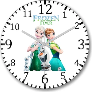 Baskı Dükkanı Elsa Anna Frozen Fever Olaf Duvar Saati Bombeli Gerçek Cam