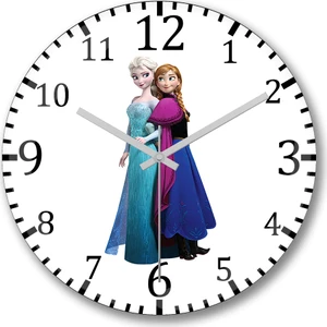 Baskı Dükkanı Elsa Kristoff Rapunzel Anna Frozen Duvar Saati Bombeli Gerçek Cam