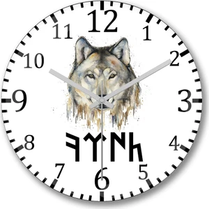 Baskı Dükkanı Göktürk Türk ve Kurt Duvar Saati Bombeli Gerçek Cam