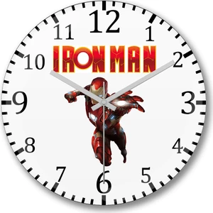 Baskı Dükkanı Iron Man  Duvar  Saati Bombeli Gerçek Cam