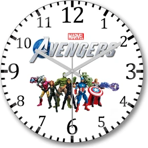 Baskı Dükkanı Marvel  Avengers  Duvar Saati Bombeli Gerçek Cam