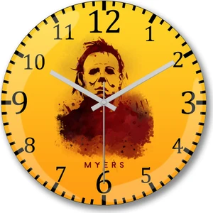 Baskı Dükkanı Michael Myers Duvar Saati Bombeli Gerçek Cam