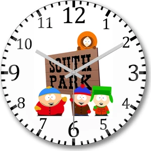 Baskı Dükkanı South Park Duvar Saati Bombeli Gerçek Cam