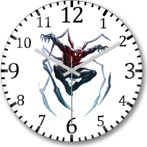 Baskı Dükkanı Spider Man Duvar Saati Bombeli Gerçek Cam