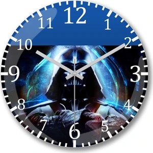 Baskı Dükkanı Star Wars Darth Vader Işın Kılıcı Duvar Saati Bombeli Gerçek Cam