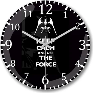 Baskı Dükkanı Star Wars Keep Calm And Use The Force Duvar Saati Bombeli Gerçek Cam