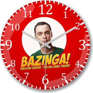 Baskı Dükkanı The Big Bang Theory Sheldon Cooper Bazinga Duvar Saati Bombeli Gerçek Cam