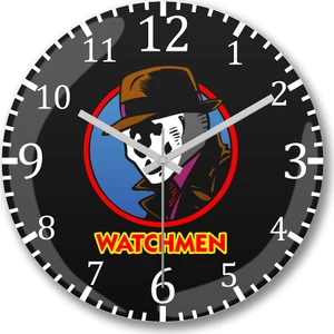 Baskı Dükkanı Watchmen Rorschach Meets Dick Tracy Duvar Saati Bombeli Gerçek Cam
