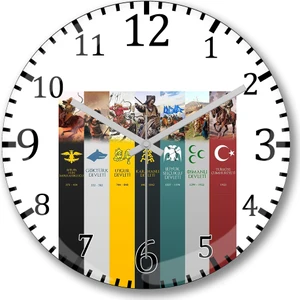 Baskı Dükkanı Yaşasın Irkımın Turan Ülküsü Duvar Saati Bombeli Gerçek Cam