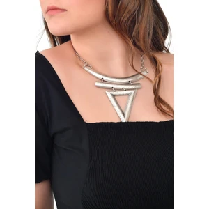 Kadın Antik Gümüş Kaplama Geometrik Kolye