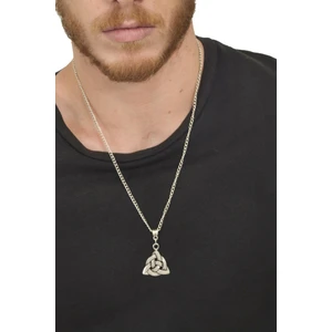 Erkek Antik Gümüş Kaplama Trıquetra Simge Uçlu Kolye