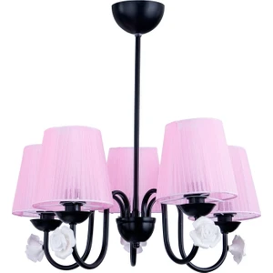 Polat Aydınlatma Samara 5'li  Avize Beyaz - Pembe Şapkalı