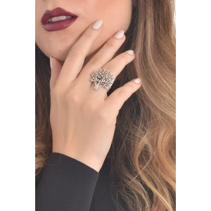 Kadın Antik Gümüş Kaplama Hayat Ağacı Yüzük