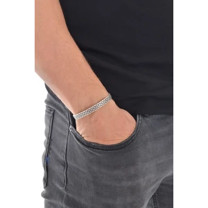 Erkek Antik Gümüş Kaplama Duvar Baskılı Bileklik