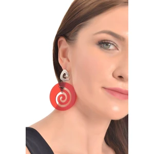 Kadın Renkli Pleksi Tasarım Spiral Küpe