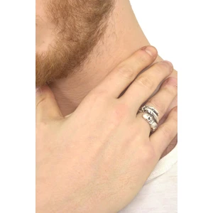 Erkek Antik Gümüş Kaplama Kartal Pençesi&kurukafa  Yüzük