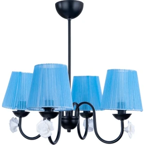 Polat Aydınlatma Samara 4'lü Avize Siyah - Mavi Şapkalı