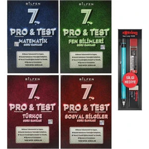 Bilfen Yayınları 7. Sınıf Pro Test Matematik Türkçe Fen Sosyal Soru Bankası Seti 4 Kitap - 3'lü Kalem Seti