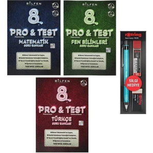 Bilfen Yayınları 8. Sınıf Pro Test Matematik Türkçe Fen Bilimleri Soru Bankası Seti 3 Kitap - 3'lü Kalem Seti