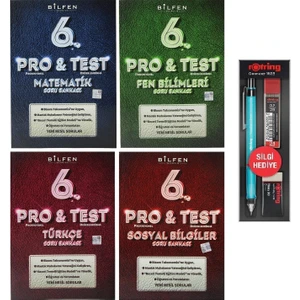 Bilfen Yayınları 6. Sınıf Pro Test Matematik Türkçe Fen Sosyal Soru Bankası Seti 4 Kitap - 3'lü Kalem Seti
