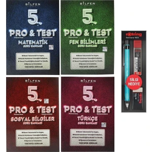 Bilfen Yayınları 5. Sınıf Pro Test Matematik Türkçe Fen Sosyal Soru Bankası Seti 4 Kitap - 3'lü Kalem Seti