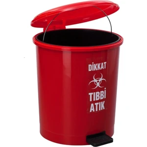 Tıbbi Atık Çöp Kovası Pedallı 40 Litre - Kırmızı Tıbbi Atık Kovası Çift Kovalı - Isıya Dayanıklı