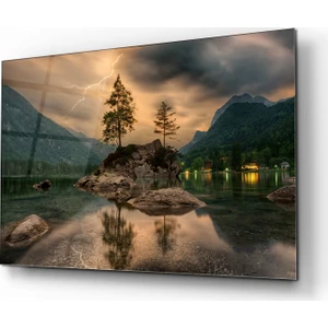 Yansıma ve Yıldırım Cam Tablo  50 x 70  Uv Baskı  Temperli
